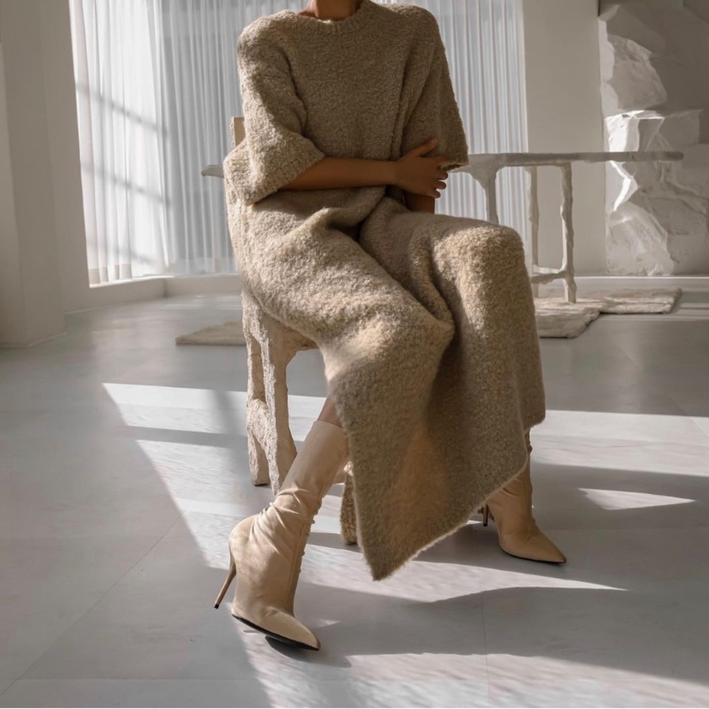 The Frankie Shop Cetya Knit Dress Suri Alpaca One Size